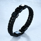 Vnox Personalize Family Name Bracelets for Men Black