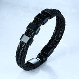 Vnox Personalize Family Name Bracelets for Men Black