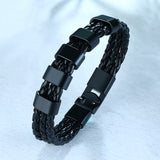 Vnox Personalize Family Name Bracelets for Men Black