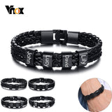 Vnox Personalize Family Name Bracelets for Men Black